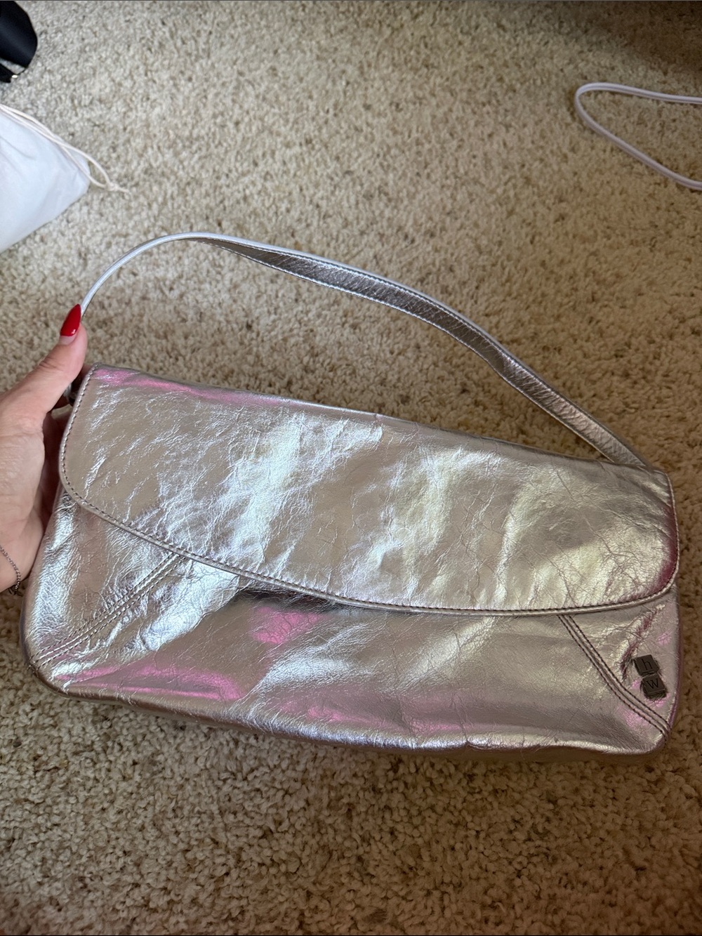 Metallic Silver Shoulder Bag - Sleek Women's Evening Bag